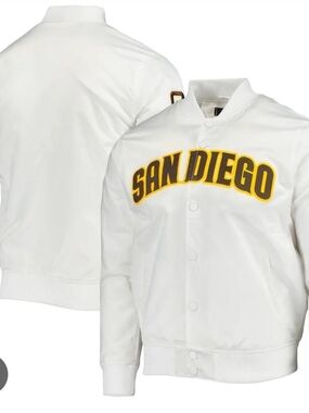 White San Diego Lettered Bomber Jacket